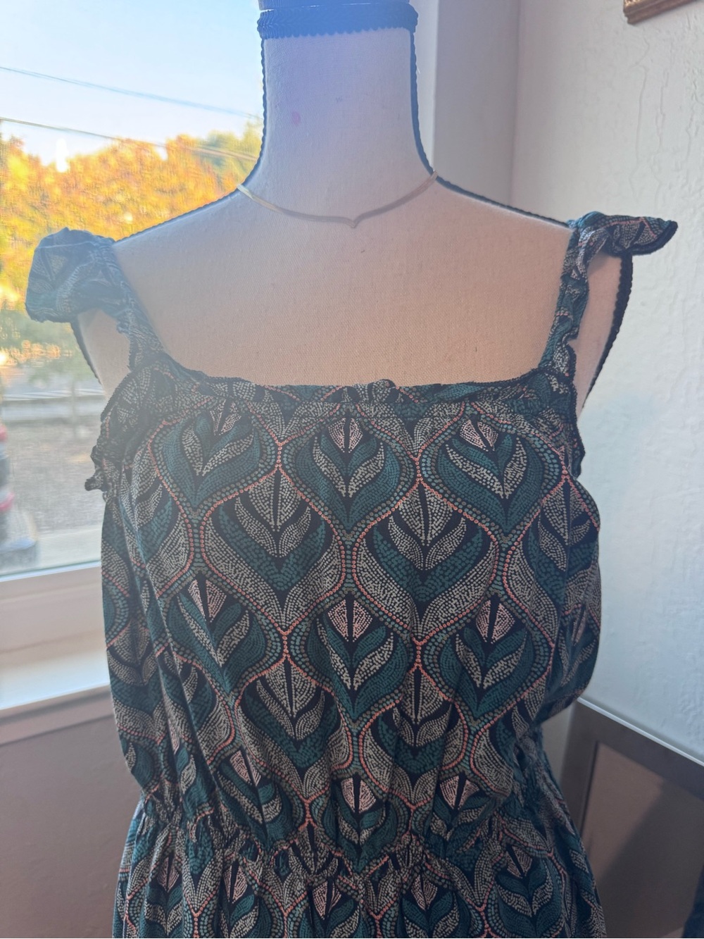 Peacock Print Midi Sundress